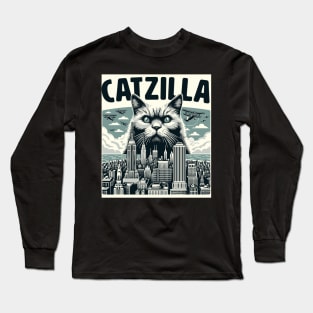 Catzilla Funny Cat Kitten Design Long Sleeve T-Shirt
